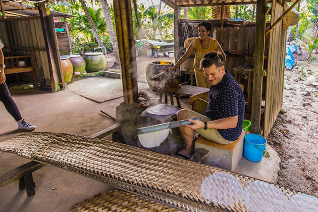 Making Rice Paper in Mekong Delta, Cozy Vietnam Package Tours, Vietnam Travel
